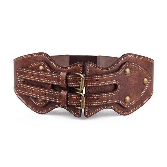 Obi Belt Vintage PU Leather Elastic Wide Waist Belt main image 4